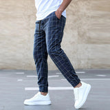 Tomáš – Pánske Joggingové Nohavice Kockované – Rovný Strih, Casual Streetwear, Jarné Voľnočasové