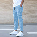Tomáš – Pánske Joggingové Nohavice Kockované – Rovný Strih, Casual Streetwear, Jarné Voľnočasové