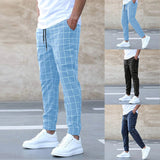 Tomáš – Pánske Joggingové Nohavice Kockované – Rovný Strih, Casual Streetwear, Jarné Voľnočasové