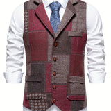 Leo | Pánska vesta z patchwork tweedu s herringbone vzorom