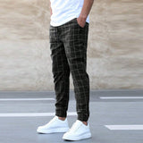 Tomáš – Pánske Joggingové Nohavice Kockované – Rovný Strih, Casual Streetwear, Jarné Voľnočasové