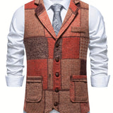 Leo | Pánska vesta z patchwork tweedu s herringbone vzorom