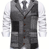 Leo | Pánska vesta z patchwork tweedu s herringbone vzorom